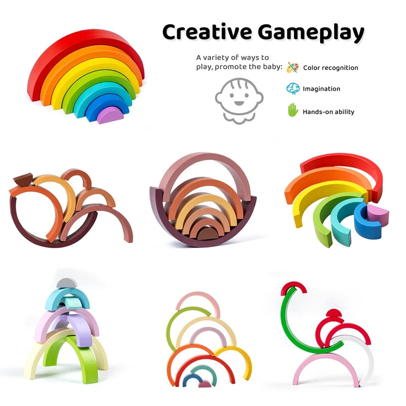 Rainbow Montessori Wooden Building Blocks™